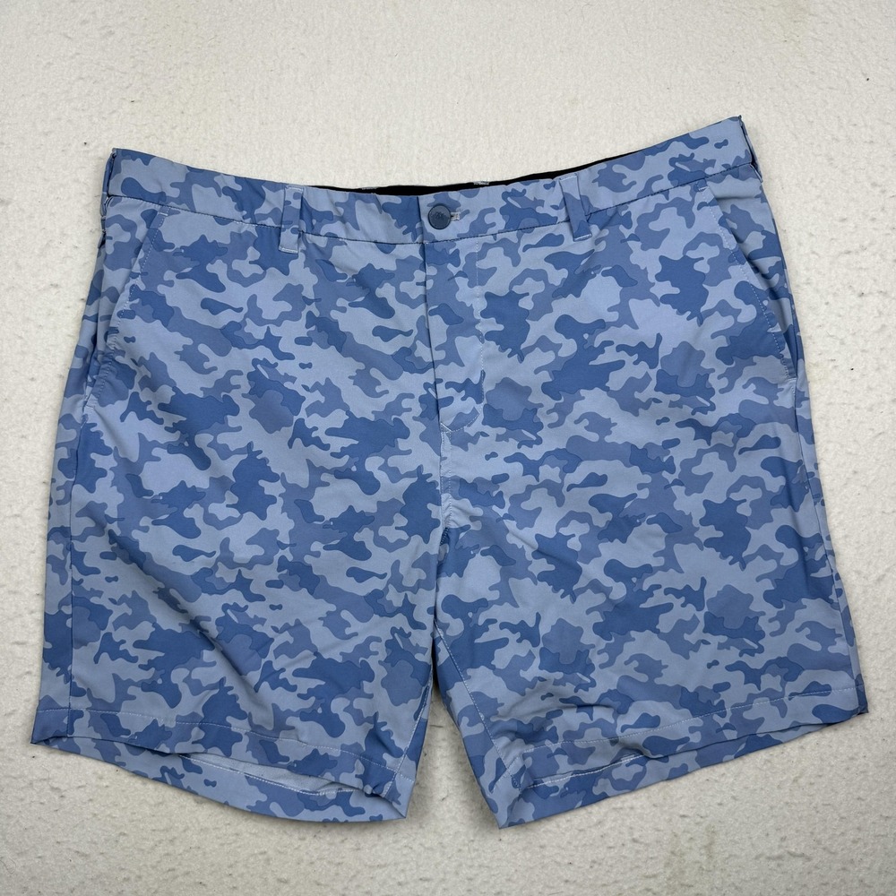 Mizzen+Main Shorts Mens 40 Blue Camo Helmsman Chino Stretch 8 Inseam Casual
